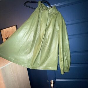 Women's Olive Green Leather Swing Blouse